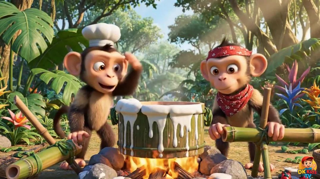 ⁣बंदरों ने मिलकर बनाई देसी चावल की खीर 😮🔥 | Jungle Cooking | Monkey Cooking Cartoon