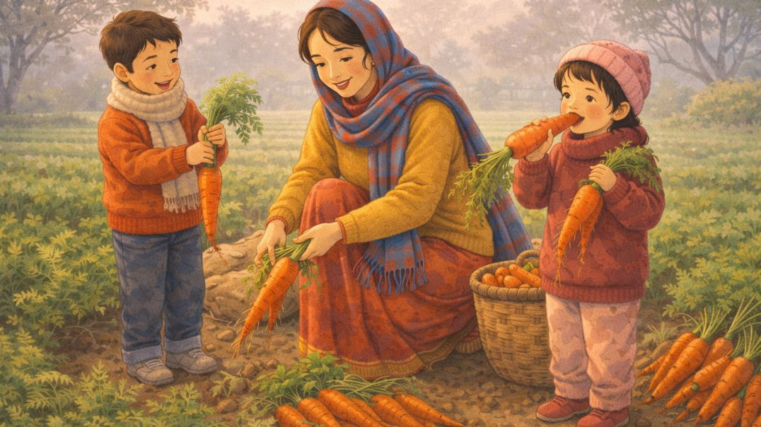 ⁣“Winter🥶 Morning in Village ❄️🥕Mother Made Gajar Ka Halwa ll 😋90s Ghibli style #viral #ghiblistyle
