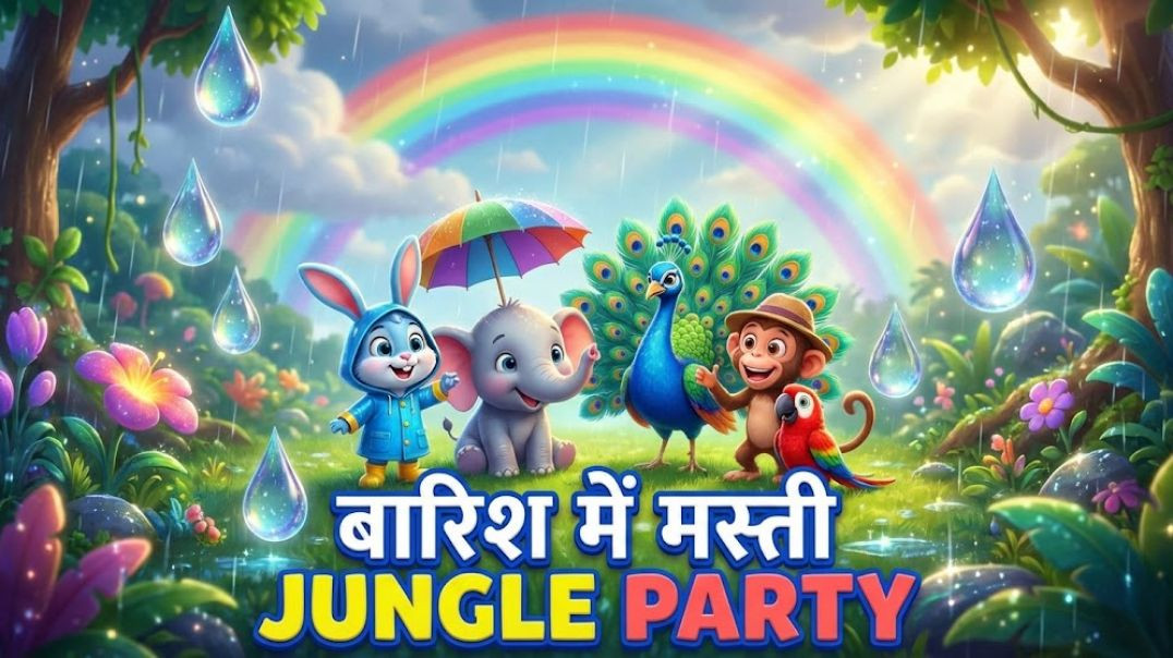 ⁣बारिश आई रे  | Jungle Rain Party | Kids Animal Song