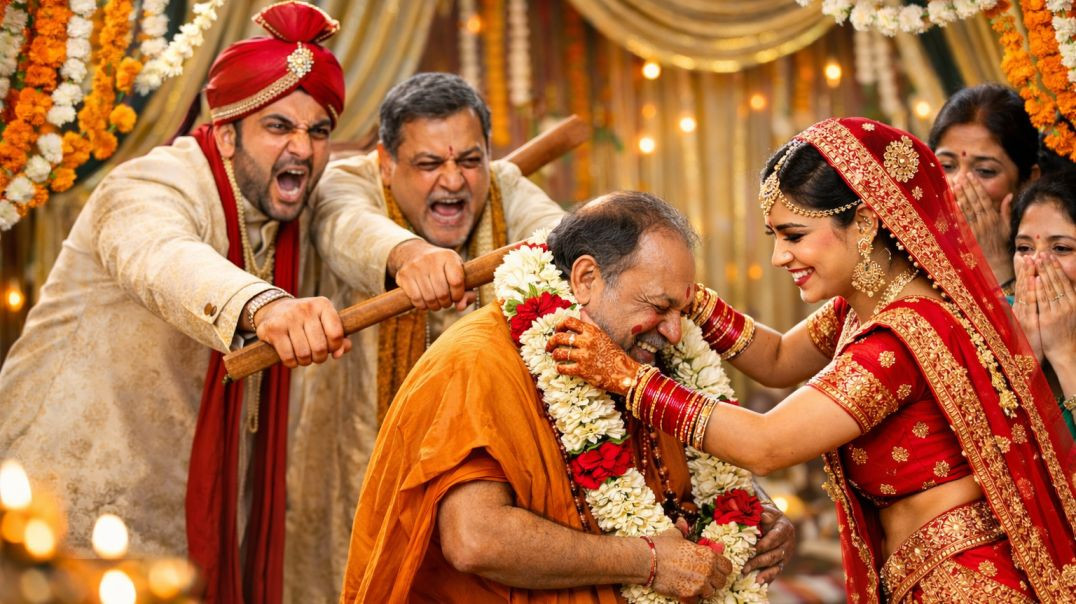 ⁣Sadi aya pandit se dulhan ne sadi kor lee dulha gusse se pandit por tut pora