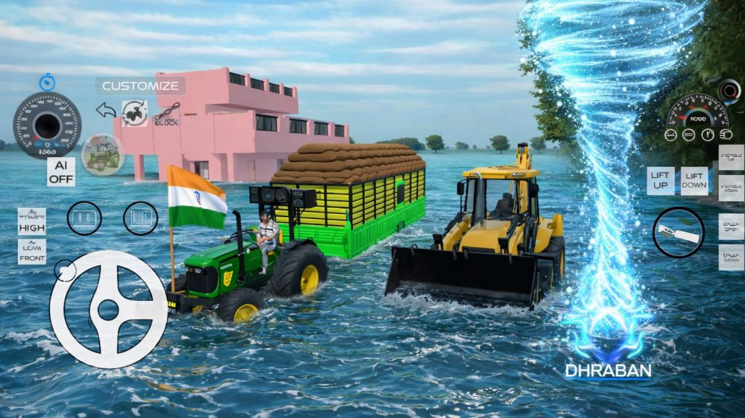 ⁣Tractor Driving game And Simulator Game JCB India Games 3D Real Game full load Tractor 🚜 JCB Have Ga