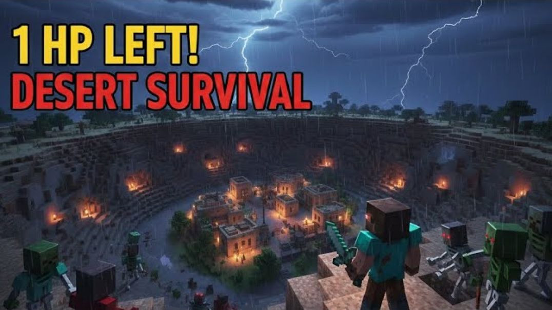 Almost Died in Desert 💀 | 1 HP LEFT! | Minecraft