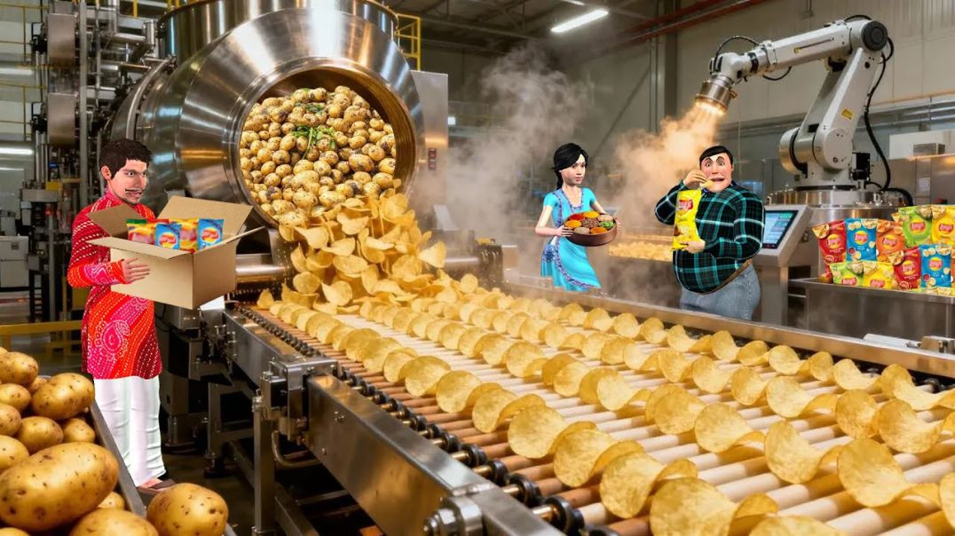 ⁣Inside a Potato Chips Factory Machine | Aloo Chips Comedy Hindi Kahaniya | Moral Story