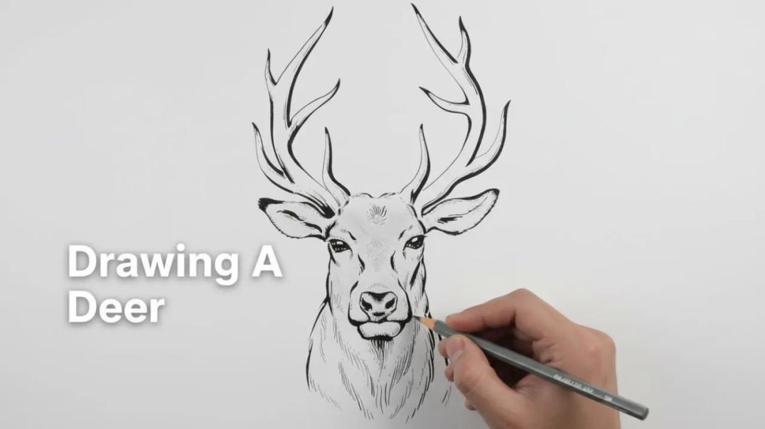 ⁣Draw a Easy Deer Sketch _ Step By Step