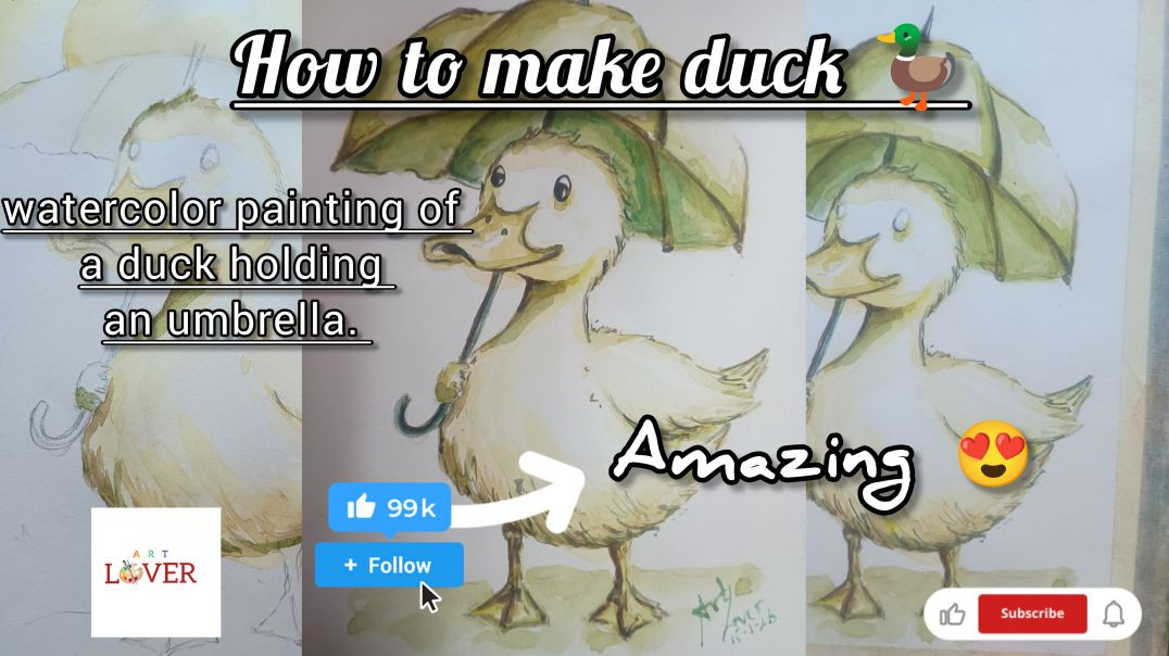⁣How to make duck ll amazing watercolor painting