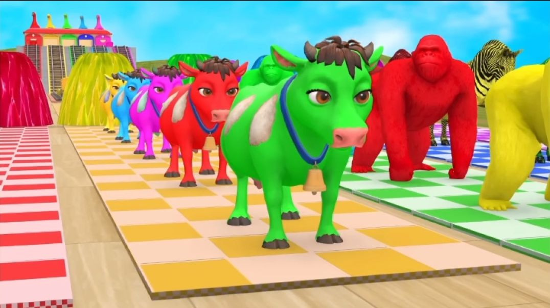 ⁣Long slide video with Elephant Gorilla Buffalo Hippopotamus Tiger - 3D Animal cartoon - Funny 3D Ani