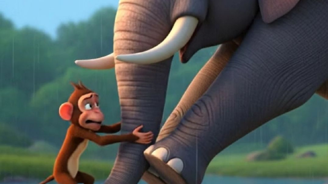 ⁣Monkey and elephant story