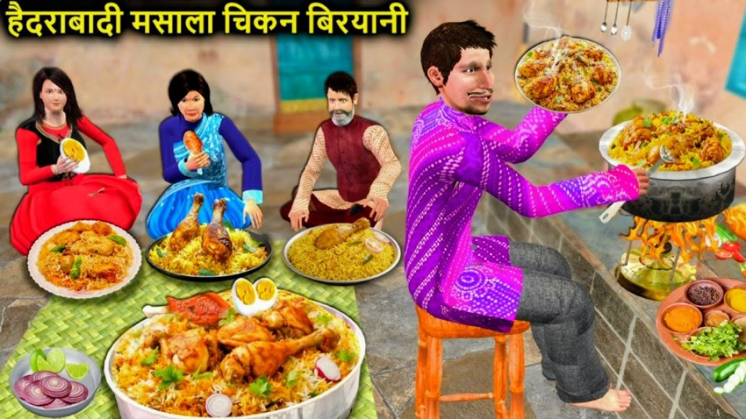 ⁣Hyderabadi Chicken Biryani Masala by Parwar Chef Street Food Hindi Kahani Moral Stories Comedy Video