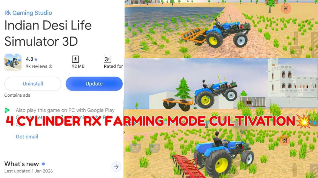 ⁣How to use this Sonalika Farming Cultivation in Indian Desi Simulator 3d 💥|Indian tractor game🤑