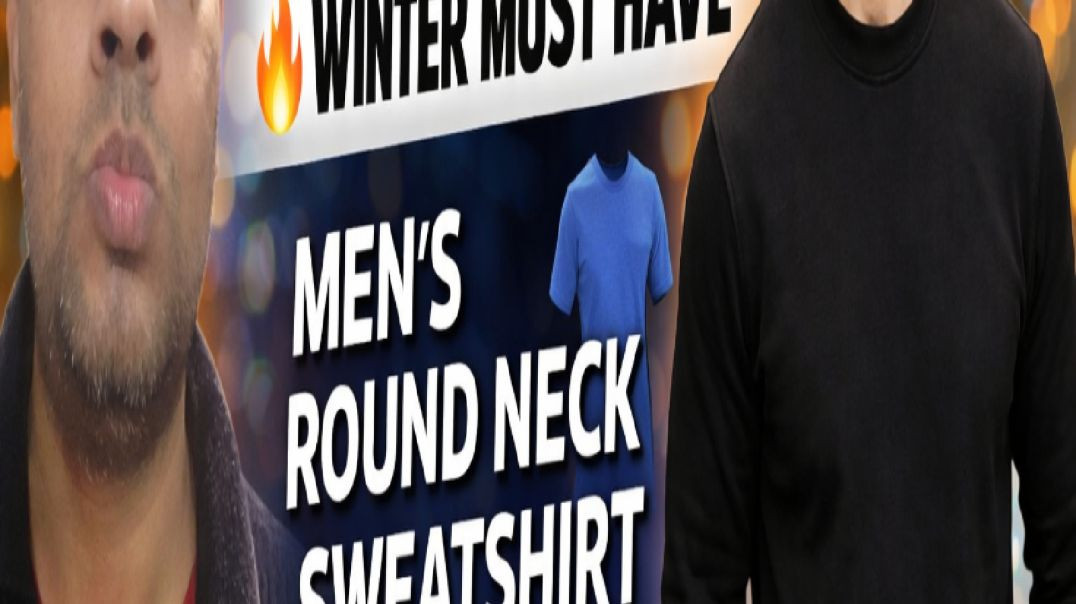 ⁣Men Classic Black Round Neck Sweatshirt Review | Full Sleeve Winter Pullover