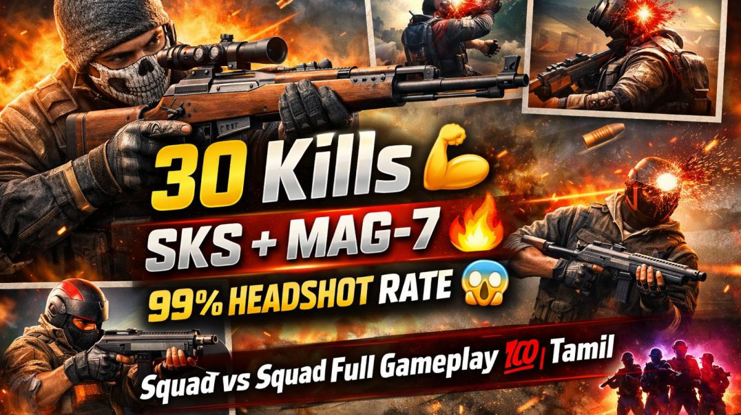 ⁣30 Kills💪 SKS+MAG-7 99%Headshot Rate 🔥| Squad Vs Squad Full Gameplay 💯 |
