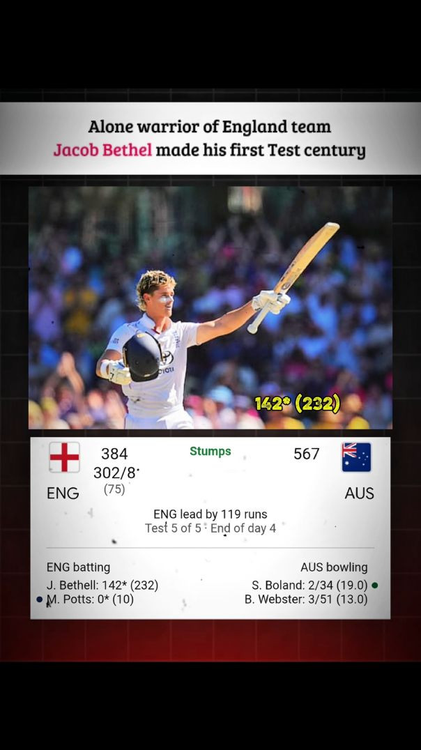 Jacob Bethel vs Australia 🥶☠️ | Aus vs england test match | Remix Screen
