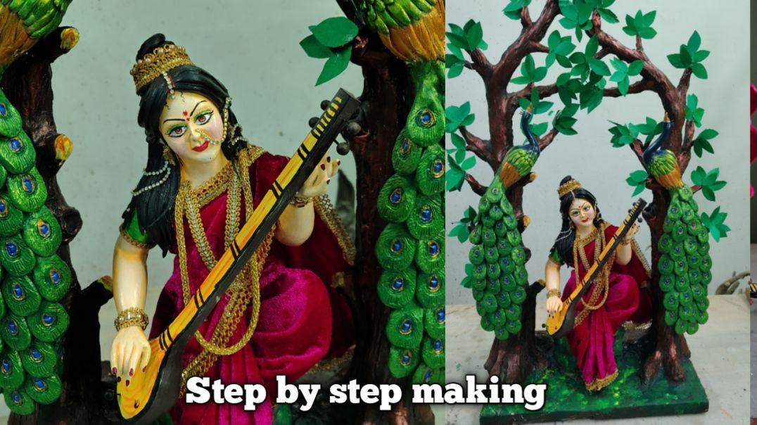 ⁣Saraswati murti making Step by step | How to make Saraswati idol | Saraswati making 2026