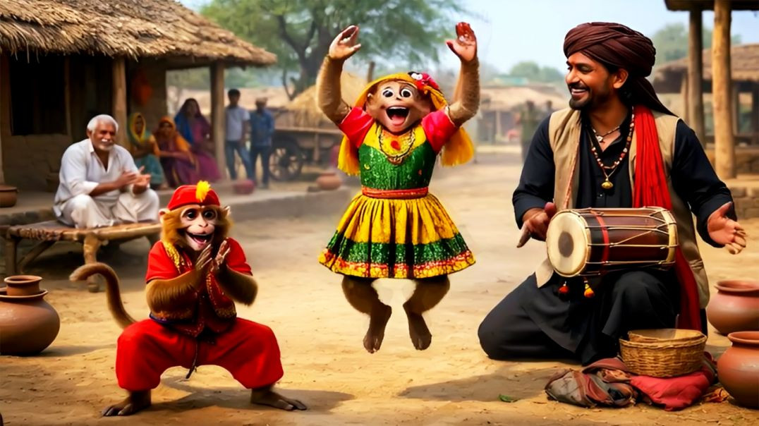 ⁣मदारी का मजेदार खेल 🥁🐒 | बंदर-बंदरिया का धमाकेदार डांस | बच्चों का मनोरंजन
