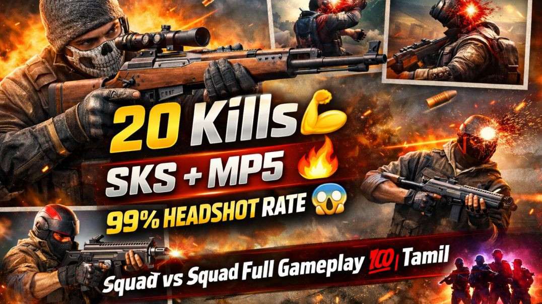 ⁣20 Kills💪 SKS+MP5 99%Headshot Rate 🔥| Squad Vs Squad Full Gameplay 💯 |