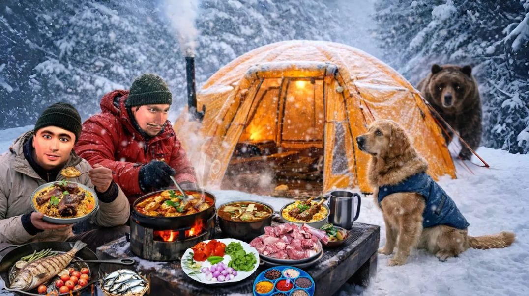 ⁣Inflatable Hot Tent Camping in Heavy Snow with My Dog | Extreme Winter Survival Hindi Kahaniya