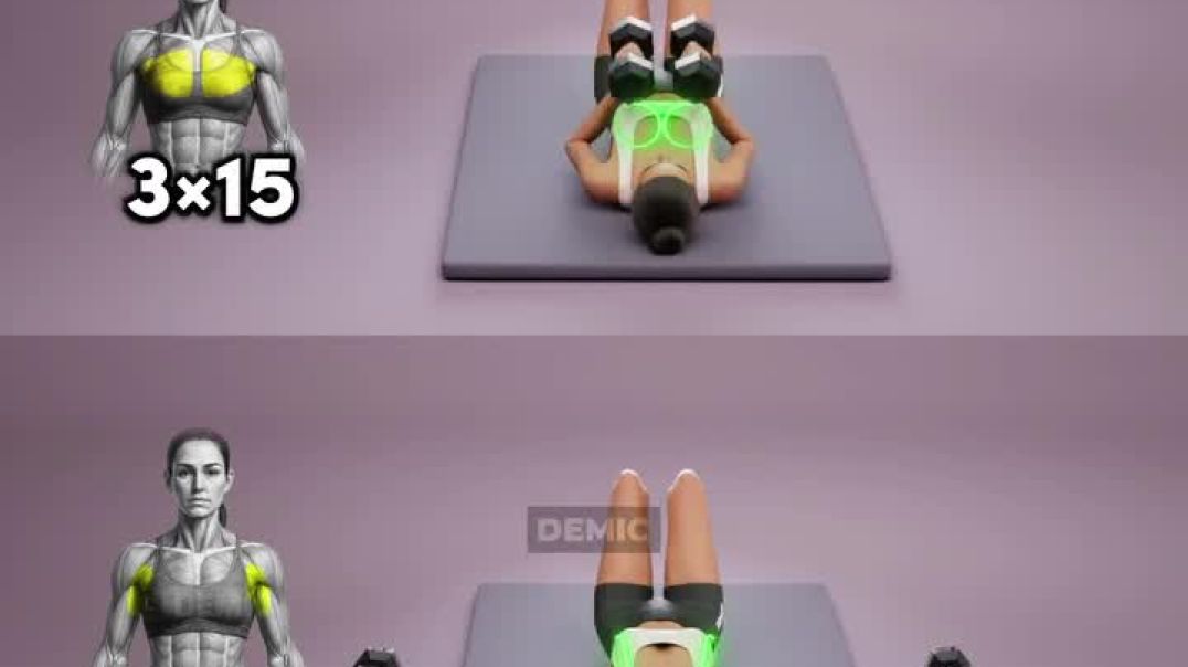 ⁣Girls, ye 4 dumbbell chest exercises roz karo aur 15 din mein upper body completely transform ho jay