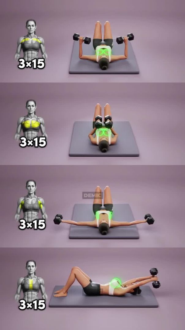 🏢 Ghar baithe perfect chest shape banao! Ye 4  best dumbbell moves har beginner girl ko try