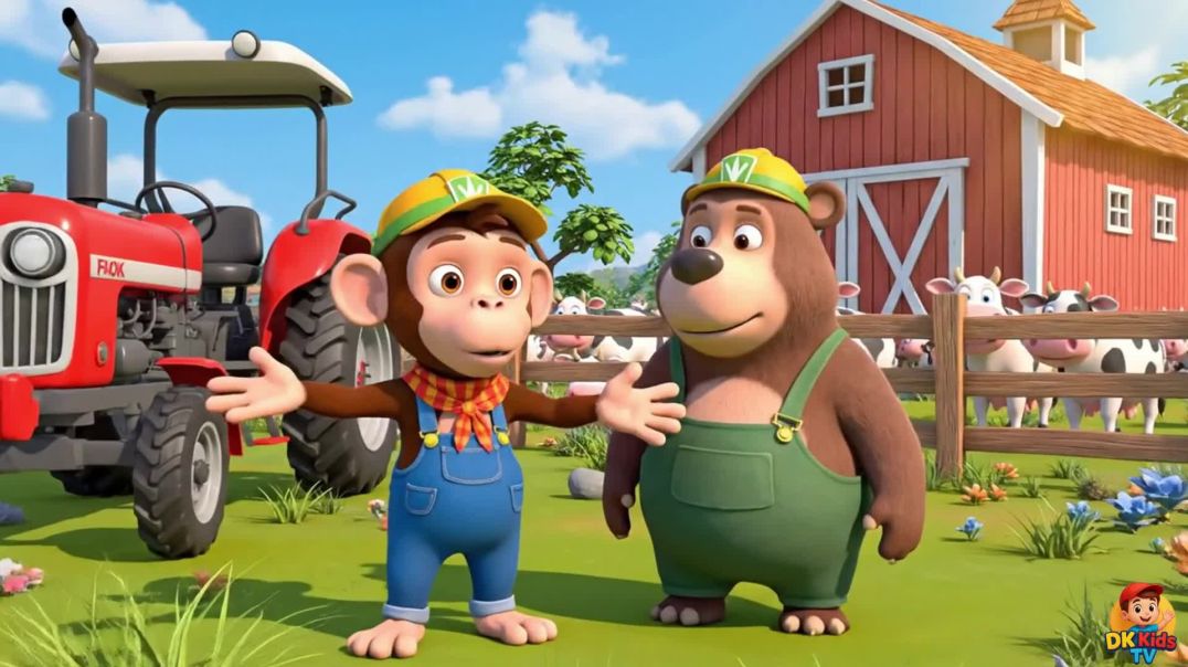 ⁣🌾🐒 मज़ेदार बंदर किसान और भालू की फार्म एडवेंचर 🚜🐻