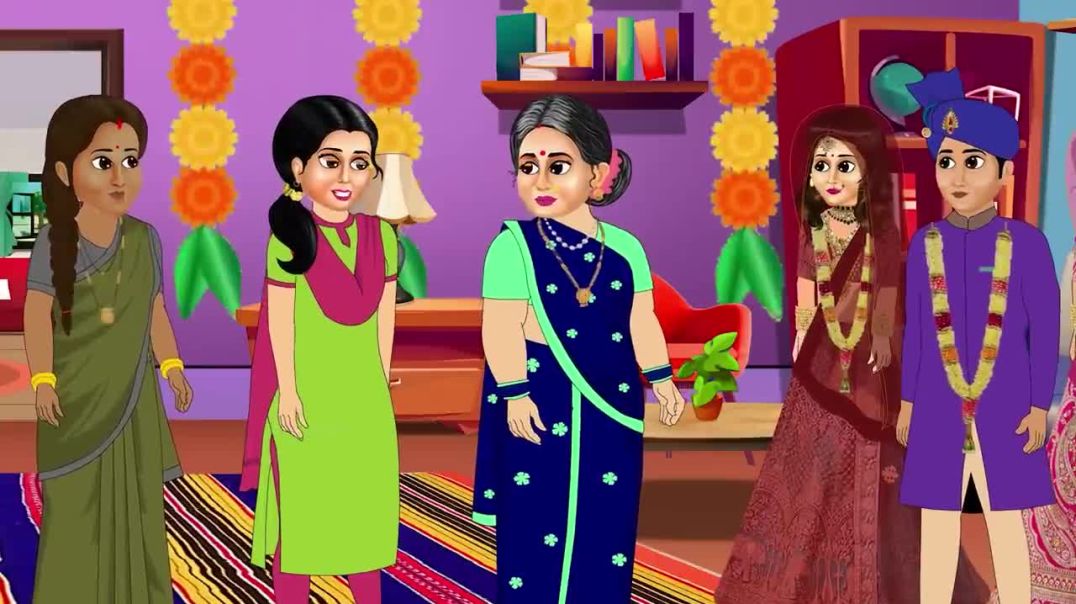 ⁣4 बहु का गर्मी में एक कमरा __Cartoon videos __daughter in law has 1 room in summer __Sas Bahu Bhasad