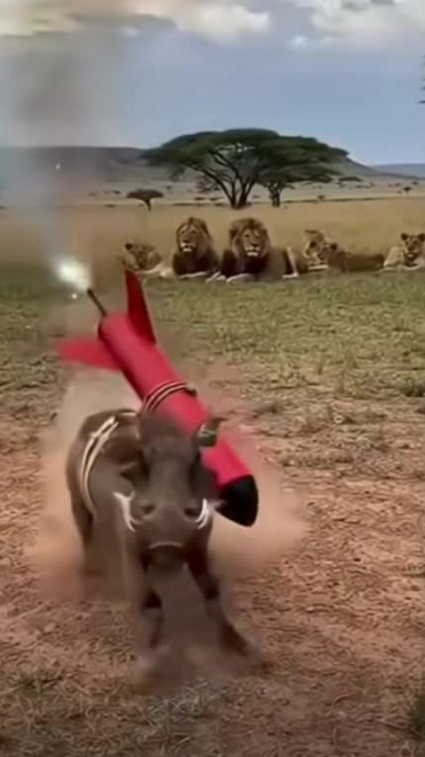 Warthog vs lion funny moments 😂😂😂😂 video
