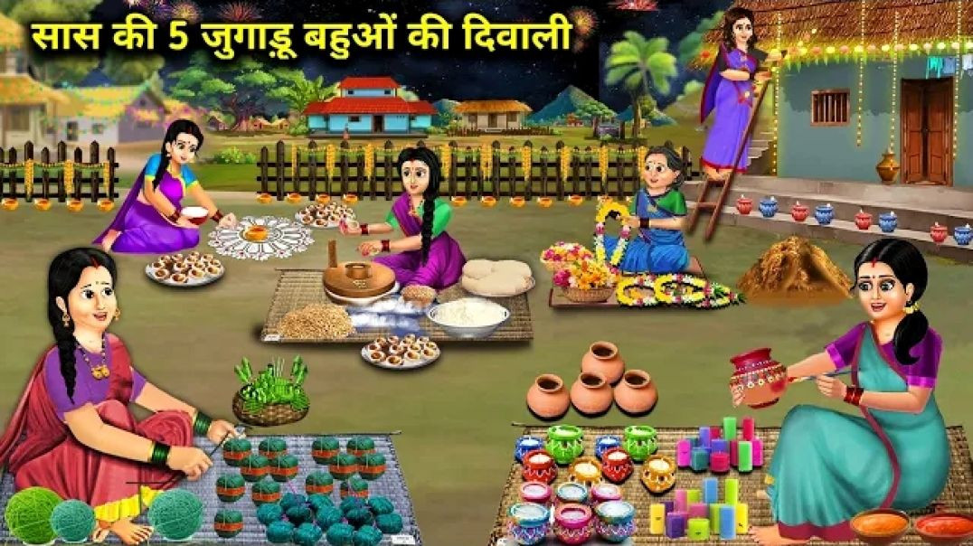 _सास की 5 जुगाडू बहुओं की दिवाली Hindi_cartoon_stories_Rich_and_poor_daughter_in_law