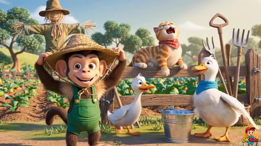⁣Monkey Funny Tractor & Farm Adventure 🐒🚜 | Full Movie Hindi Cartoon | Kids Farm Story Animation