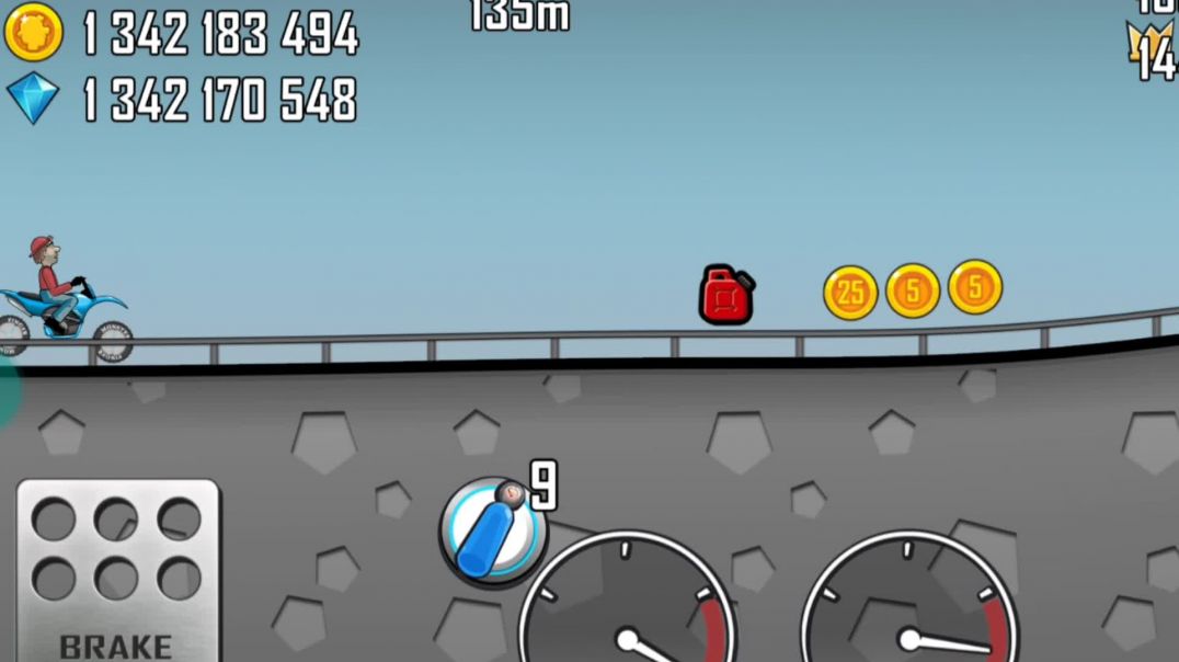 ⁣Bike driving in hill climb racing