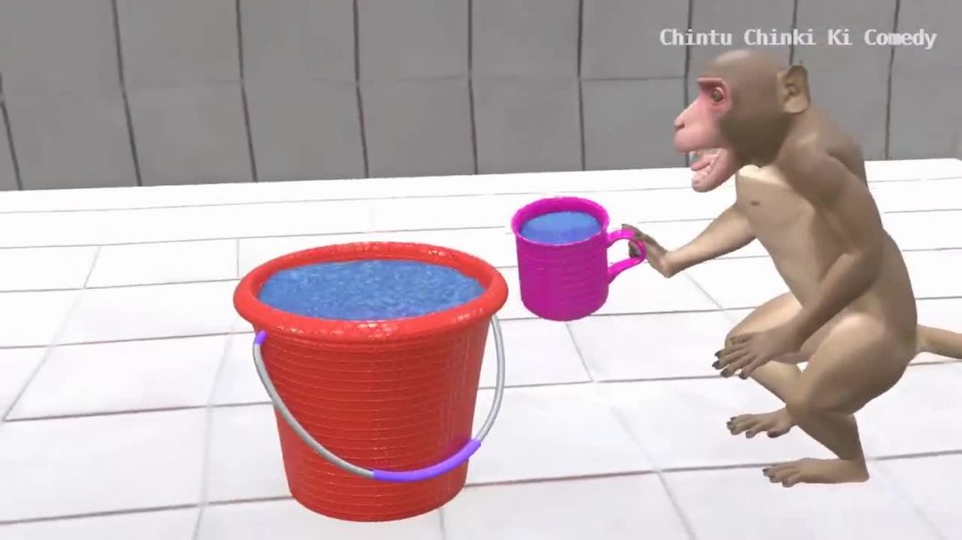 ⁣ठंड मे बन्दर का नहाना _ Cat and Monkey Cartoon _ Chintu _ pagal beta _comedy video _ cs bishtvines
