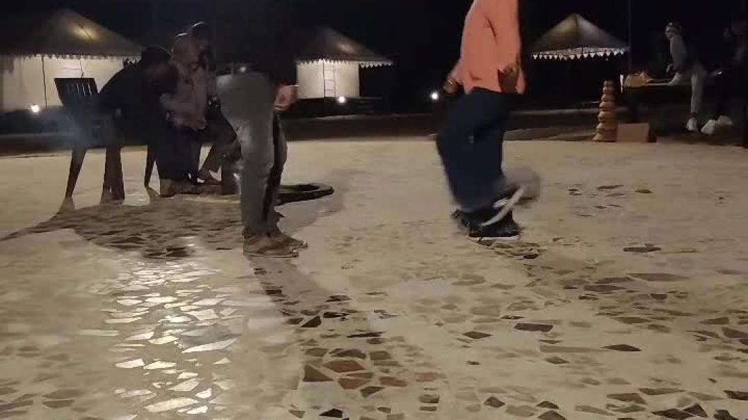 ⁣Couple dance performance at jaisalmer