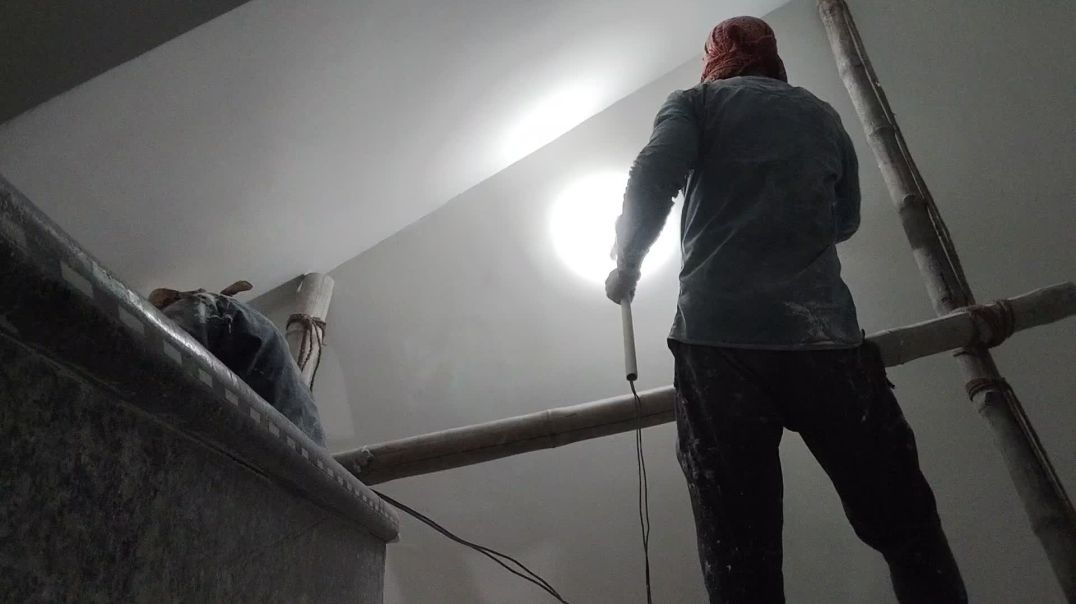 ⁣wall putty sayning 12o number paper se #kalakaarjhakash #construction #wallputtykaisekare