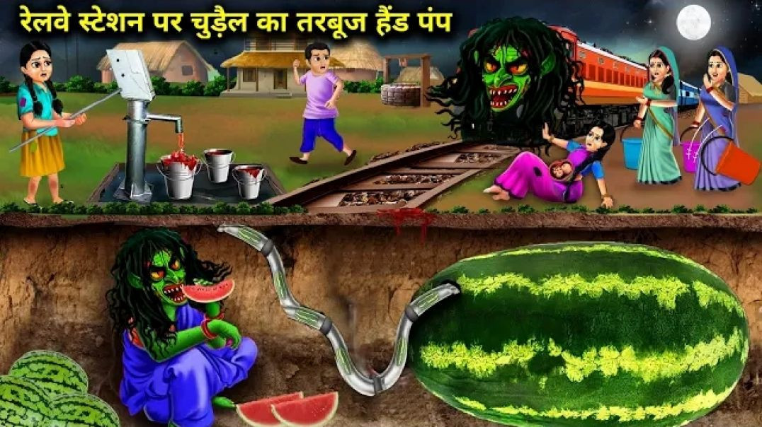 ⁣रेलवे स्टेशन पर चुड़ैल का तरबूज हैंड पंप_Railway_Station_Per_Chudail_Ka_Tarbuj_Handpump_Horror_360p