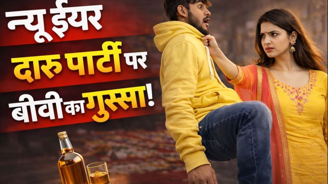 ⁣यू ईयर पार्टी में दारू पीना पड़ा भारी। बीवी का गुस्सा | Funny Husband Wife | New year comedy 2026
