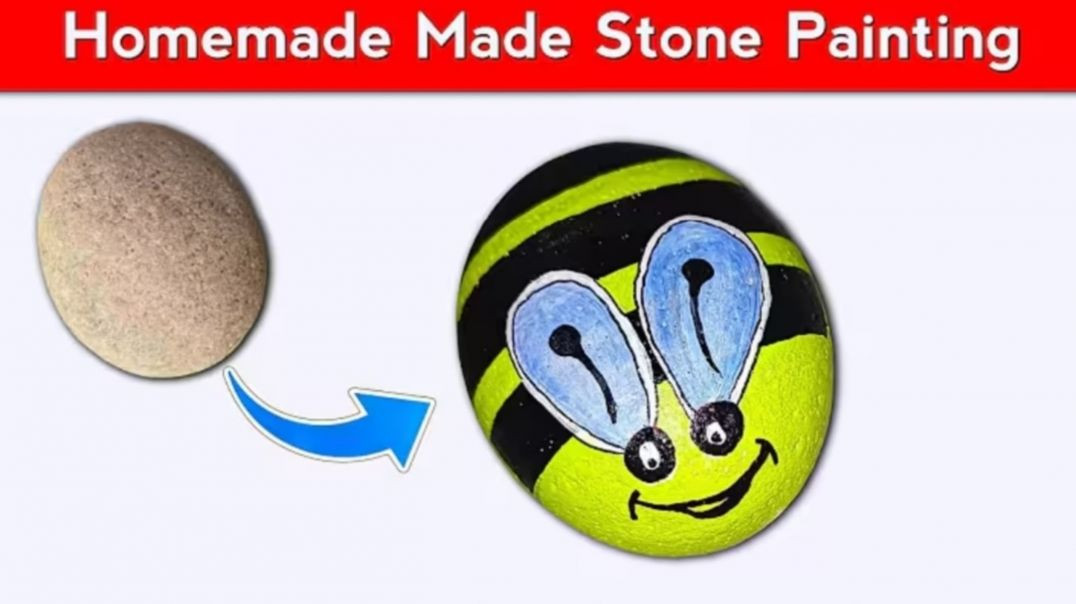 ⁣Realistic Honey Bee Stone Painting 🐝 | Satisfying Art on Stone | 5 Minute Snap