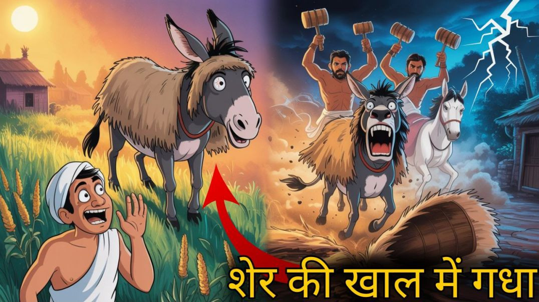 ⁣गधे की शेर वाली चालाकी | Donkey Lion Skin Moral Story in Hindi | Panchatantra Kahani | धोबी गधा कहान