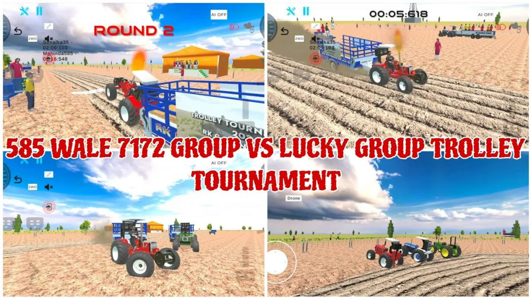⁣Mahindra 585 Wale vs Lucky Nishu Group Trolley Tournament | Indian Desi Life Simulator 3D Gameplay