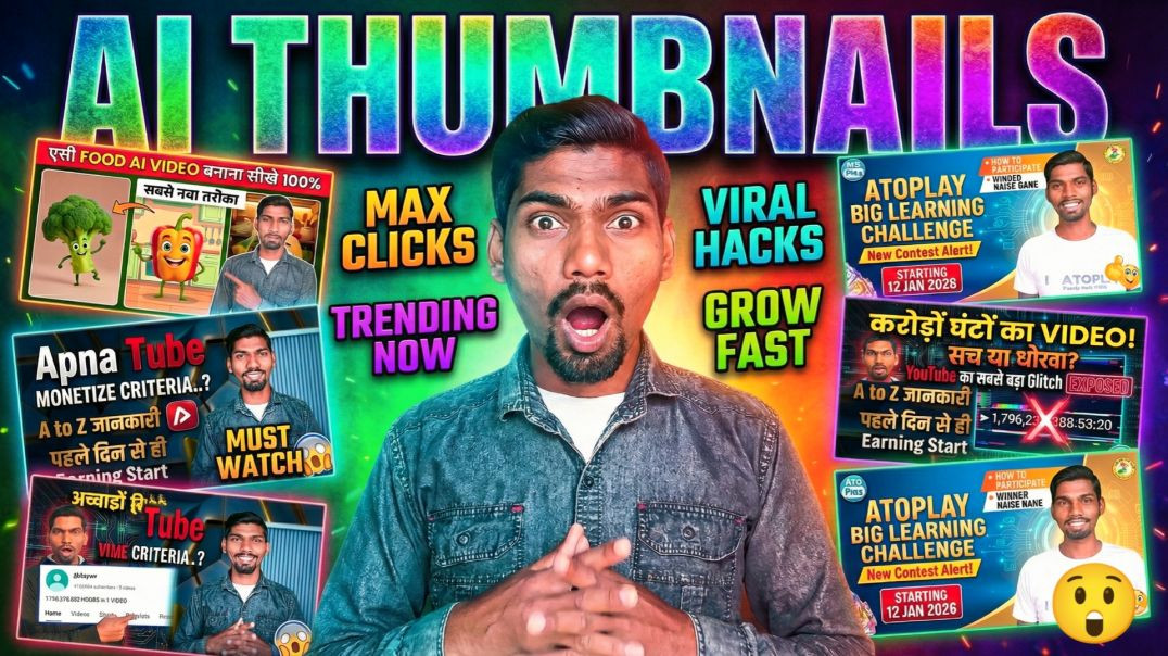 ⁣⁣🔥 AI से Viral Thumbnail कैसे बनाएं? 😱 | Secret to Get MAX CLICKS on YouTube (2026) | DrAmA Tech