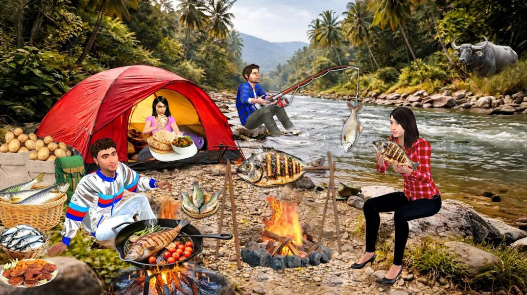 ⁣Winter Camping by a Cold River and Cozy Fishing | Hindi Kahaniya | Moral Story