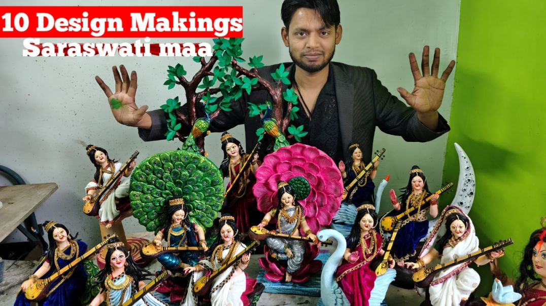 ⁣10 Design Saraswati Mata idol making | Small Saraswati Murti making | how to make Saraswati 2026