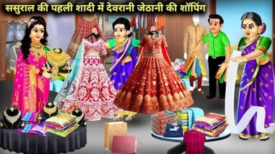 ⁣ससुराल की पहली शादी में देवरानी जेठानी की शॉपिंग_Cartoon Videos_Shopping By Sister-in-laws Wedding