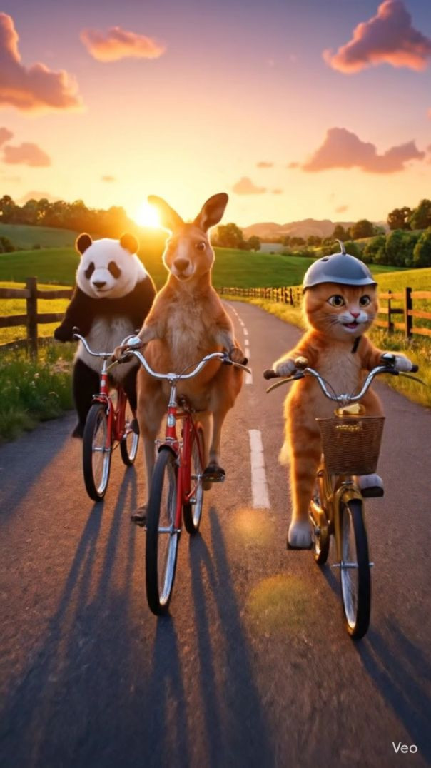 Cute 🐼 Cat 🐈 & 🦘 Cyclingin Rood#trendingshorts#cartoon#rajuda