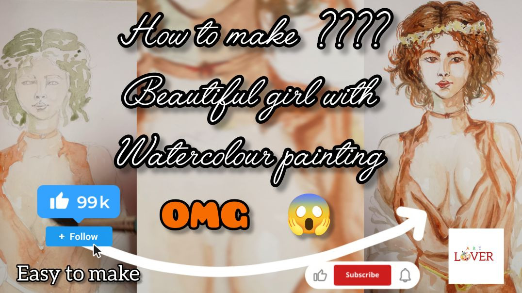How to make beautiful girl painting with Watercolour ll Easy to make