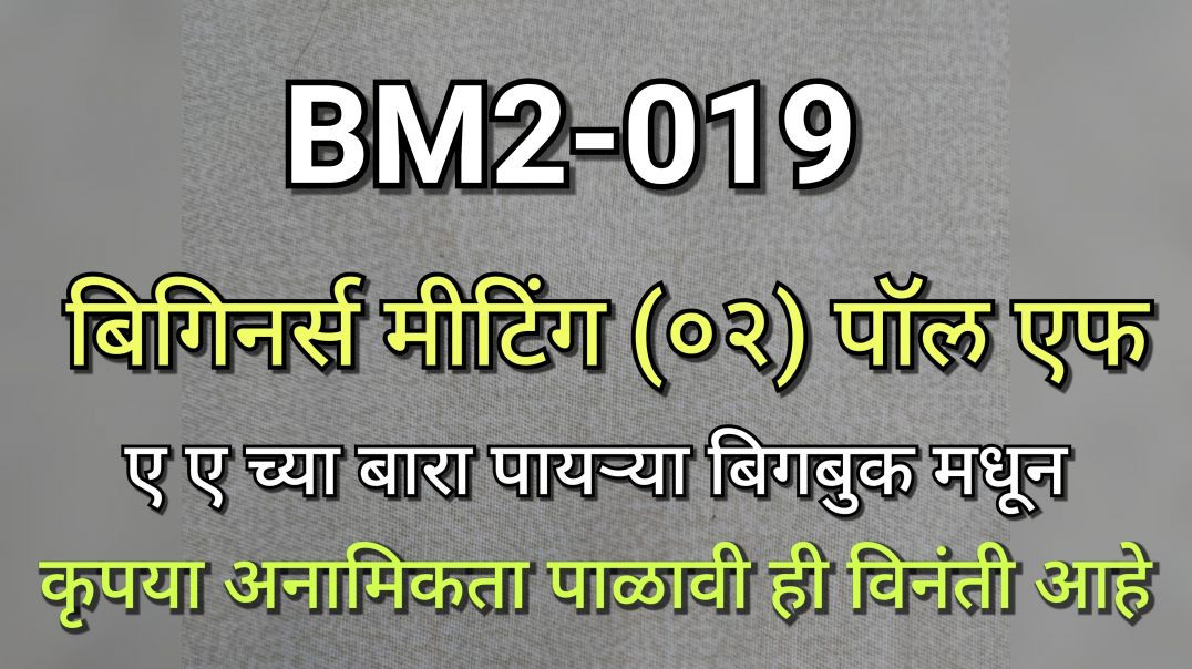 BM2-019 बिगीनर्स मीटिंग 2 (पॉल एफ) वर्कशॉप शेवटचा भाग BM2019 AA BigBook Study