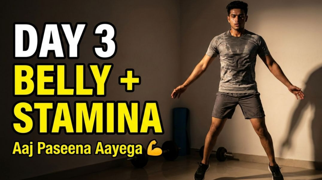 ⁣Day 3 Workout | Belly + Stamina | Beginners Fat Burn Hindi