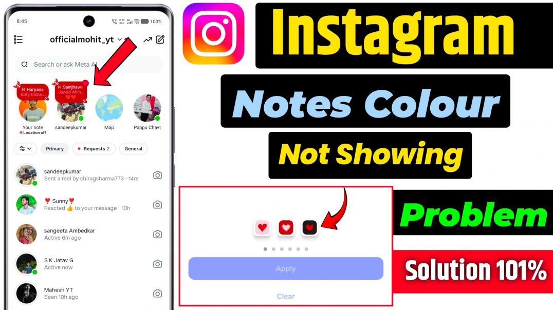 ⁣Instagram notes valentine day colours not showing 2026 | instagram notes heart colour not showing