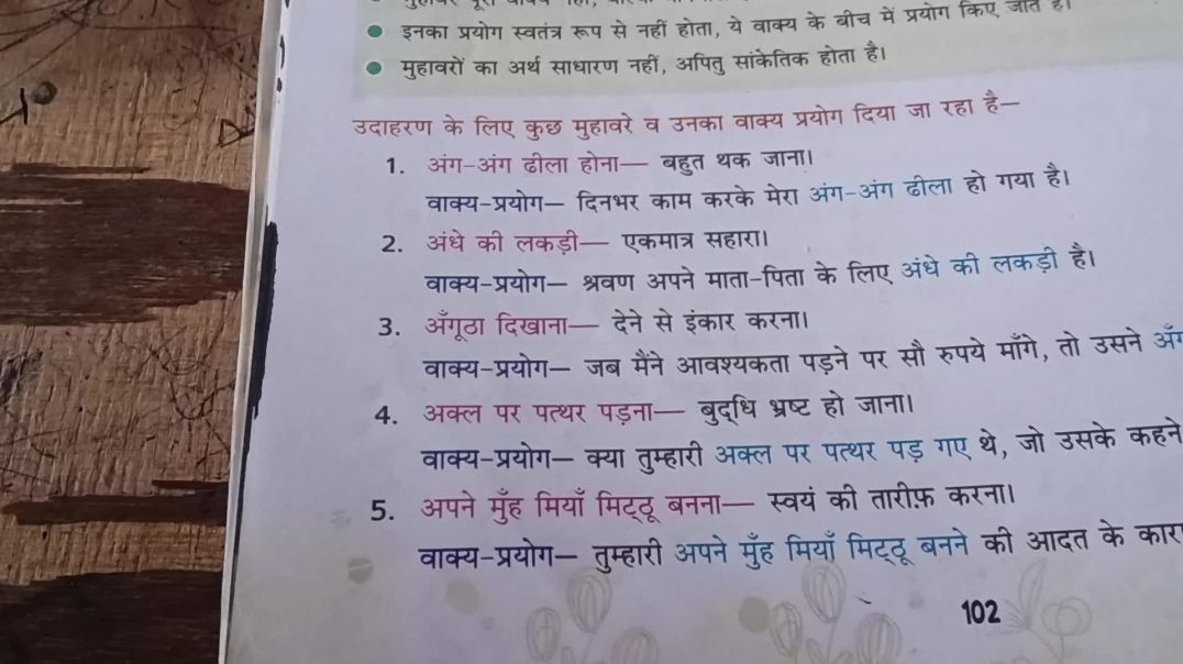 कुछ मुहावरे और उनके प्रयोग भाग 1