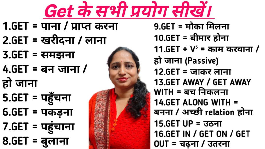 ⁣Part - 2, Get का पूरा Use हिंदी में | Use of Get in English Speaking | Causative Verbs in English Gr