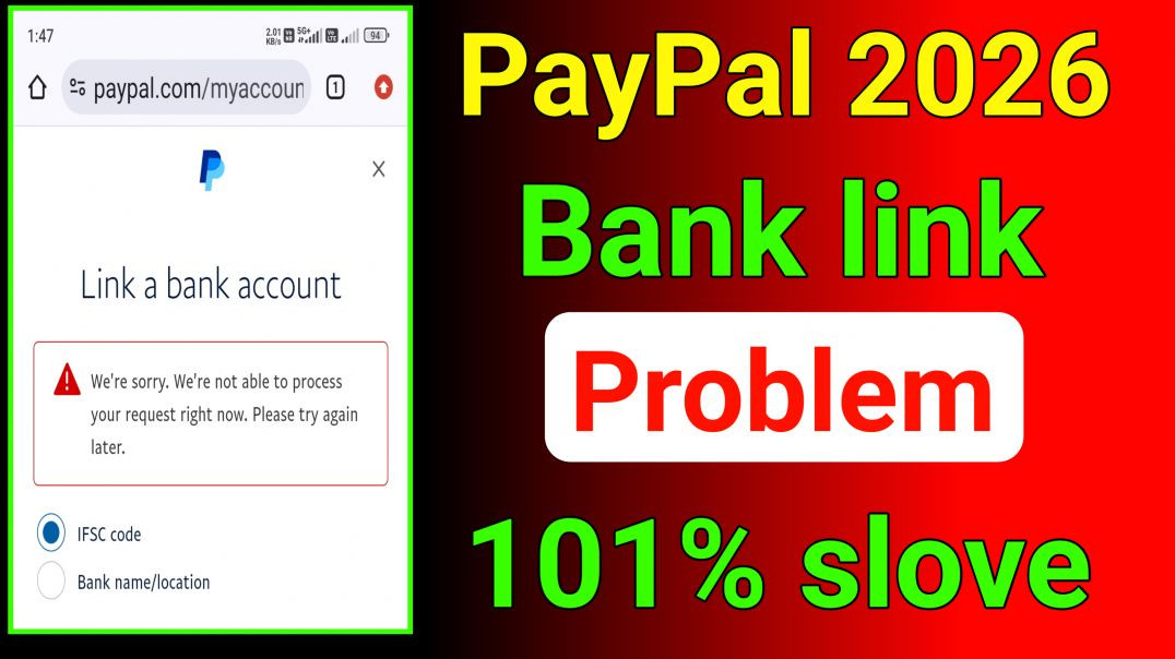 ⁣PayPal 2026 account me bank link problem 101% slove hoga