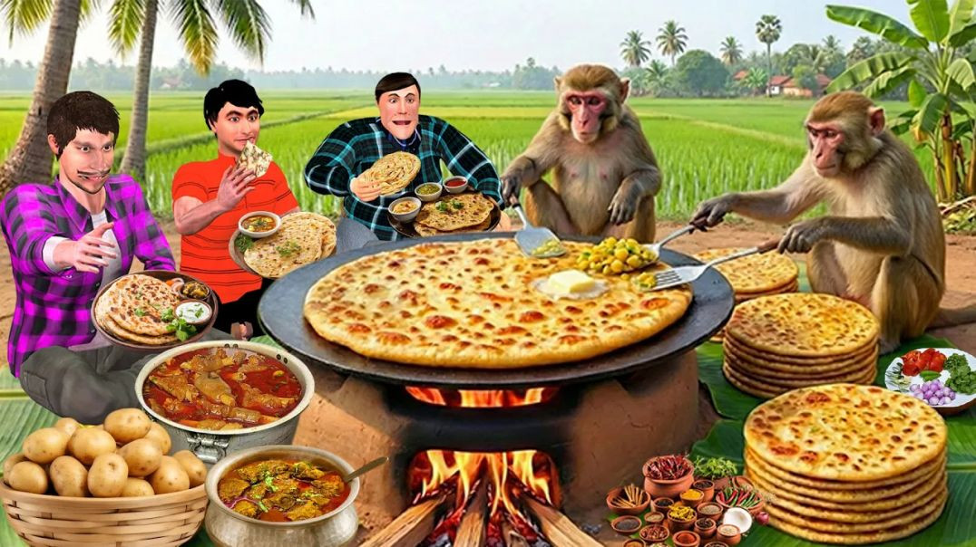 ⁣Bandar Bana Aloo Paratha | Monkey Cooking Aloo Paratha Hindi Kahaniya Moral Stories Comedy Video