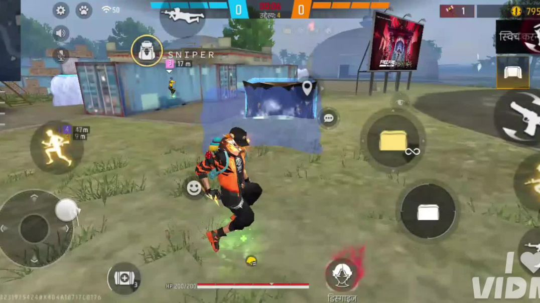 ⁣4 vs 4 coustom room only one tap gan fight #freefire